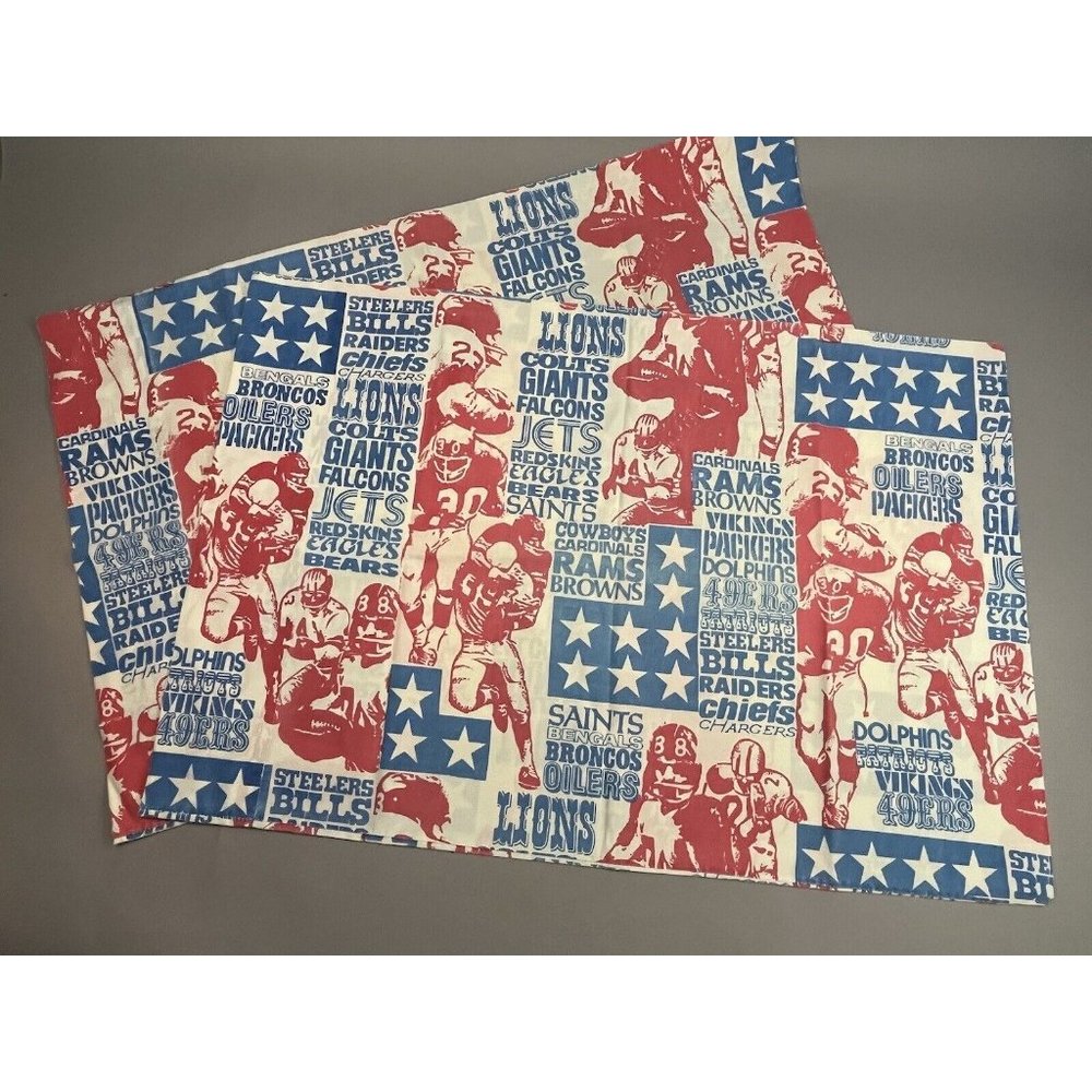 Vintage Football Pillow Cases NFL Teams Redskins Chiefs 49ers Detroit Lions 70's
